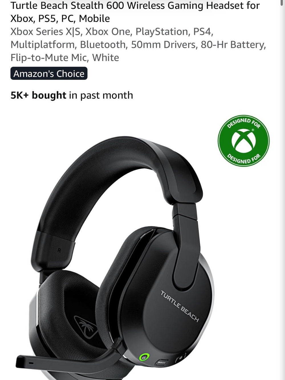 Turtle Beach Stealth 600 Wireless Gaming Headset — Black